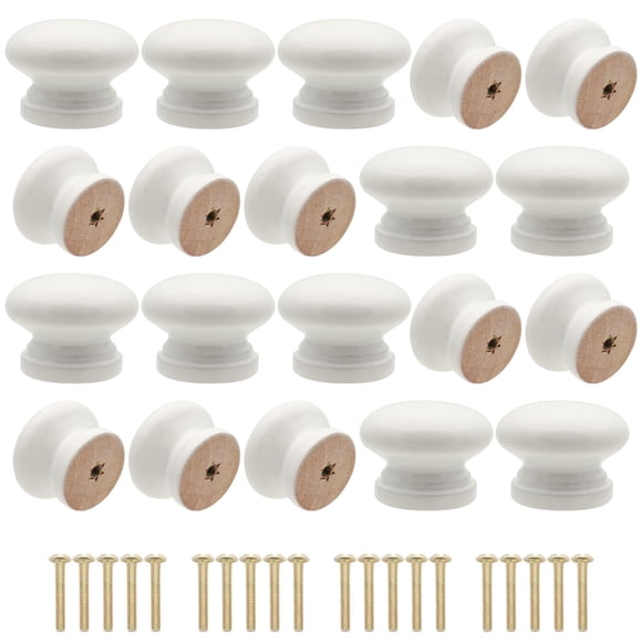 Pomeles de gabinete de madera Cangder 20 piezas blanco 3.3 cm de diámetro