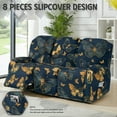thumbnail image 2 of COEQINE Recliner Sofa Cover Stay in Place 3 Seater Lazy Boy Recliner Chair Cover 8 Pieces Washable Reclining Sofa Slipcover for Home Living Room Decor, Butterfly Dark Blue, 2 of 8