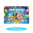 thumbnail image 3 of Juego de vajilla de la patrulla canina, decoración de fiesta de cumpleaños, pegatinas, pancarta LLavero de globos azules, de Mantel telón de fondo, recuerdos de fiesta para niños, 3 of 5