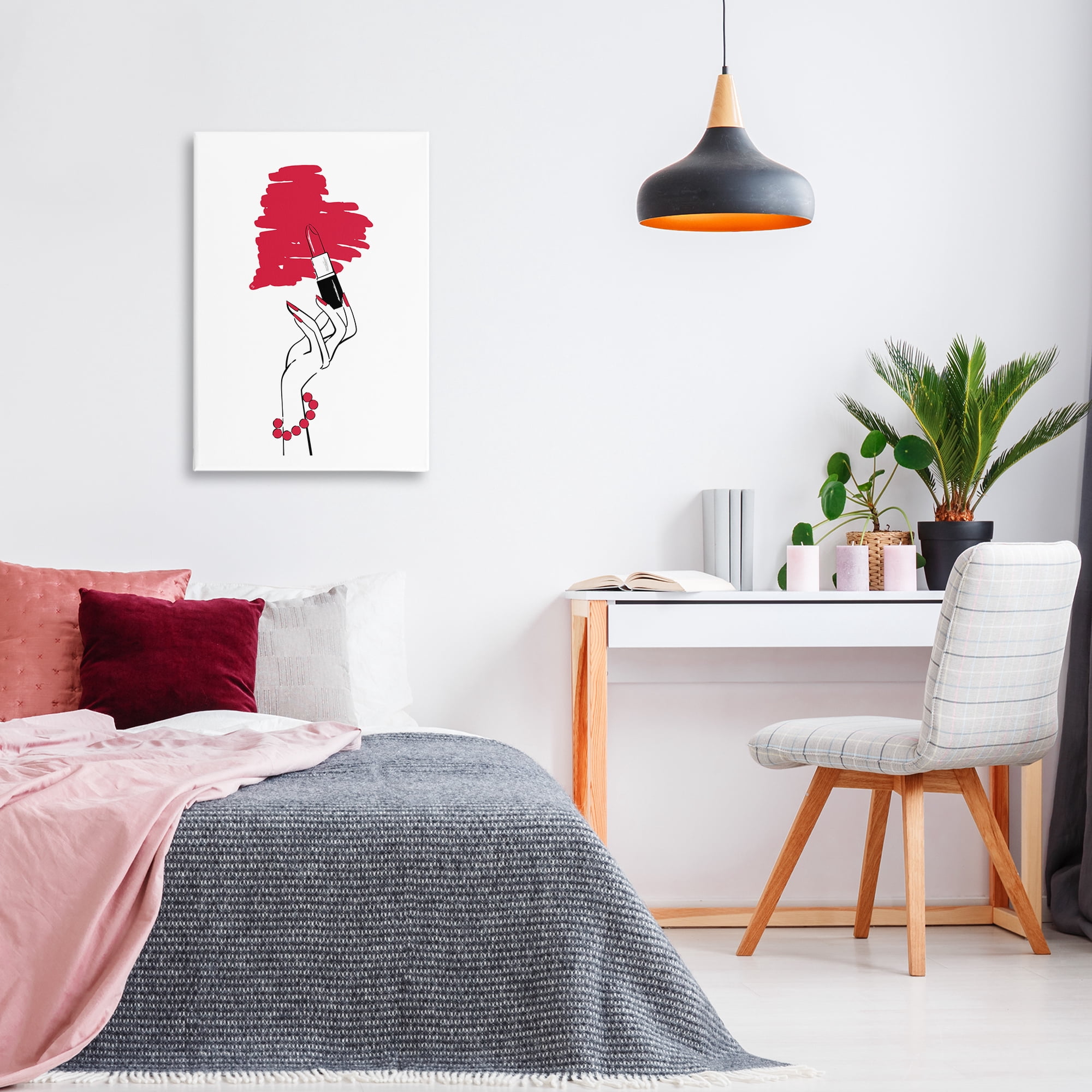 Stupell Industries Lipstick Heart Shape Beauty & Fashion Painting Gallery Wrapped Canvas Art Print Wall Art, 20 x 30