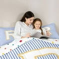 thumbnail image 4 of Feelyou Fashion Monogrammed R Bedding Comforter Set 7 Pieces for Girl, Modern Abstract Lines Full Bedding Set, Cute Cartoon Reversible Fitted Sheet Flat Sheet, Ultra Soft Bedroom Decor, 4 of 8