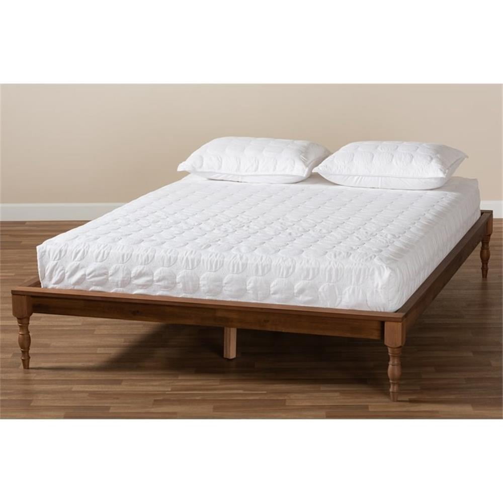 Pemberly Row Modern King Size Ash Brown Finished Wood Bed Frame