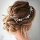 thumbnail image 5 of Zhuge Horquillas para el pelo con flores para novias, peinetas con perlas de cristal,joyas con diamantes de imitación para novias, damas de honor y mujeres (plateado B), 5 of 5