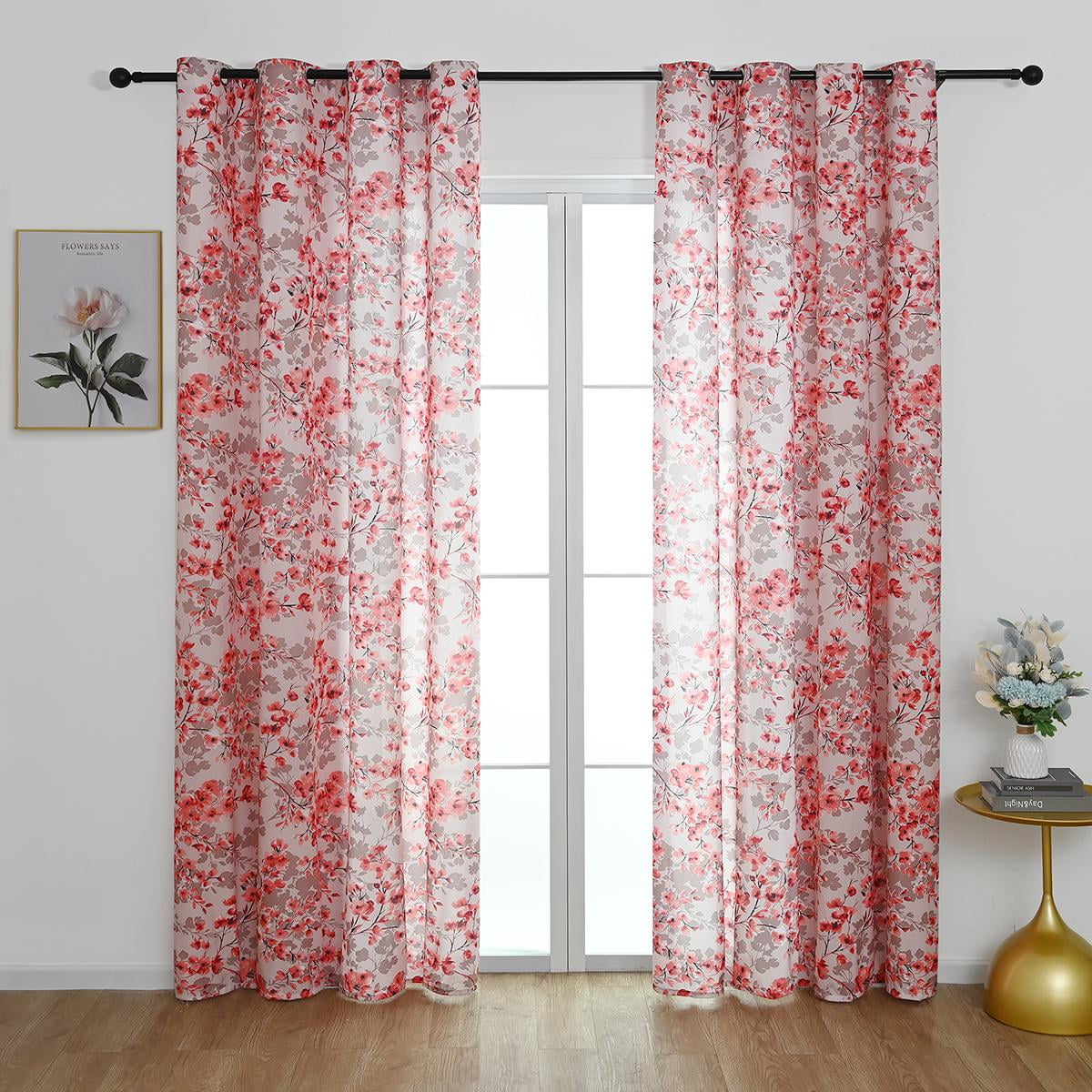 Details about   1/2 Panel Window Curtain Floral Drapes Furniture Cover Eyelets Home Room Decor 