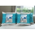 thumbnail image 6 of Ambesonne Landscape Throw Pillow Cover 4 Pack, Greece Oia Building, 18", Aqua Blue White, 6 of 7