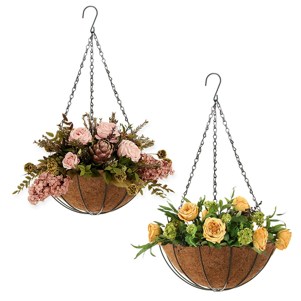 10/12/14 Inch Hanging Basket Rattan Flower Pot Planter Basket Hanging