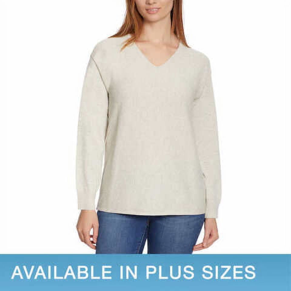 Ella Moss Ladies' Ribbed V-Neck Sweater 1541363 (Grey, Large) - Walmart.com