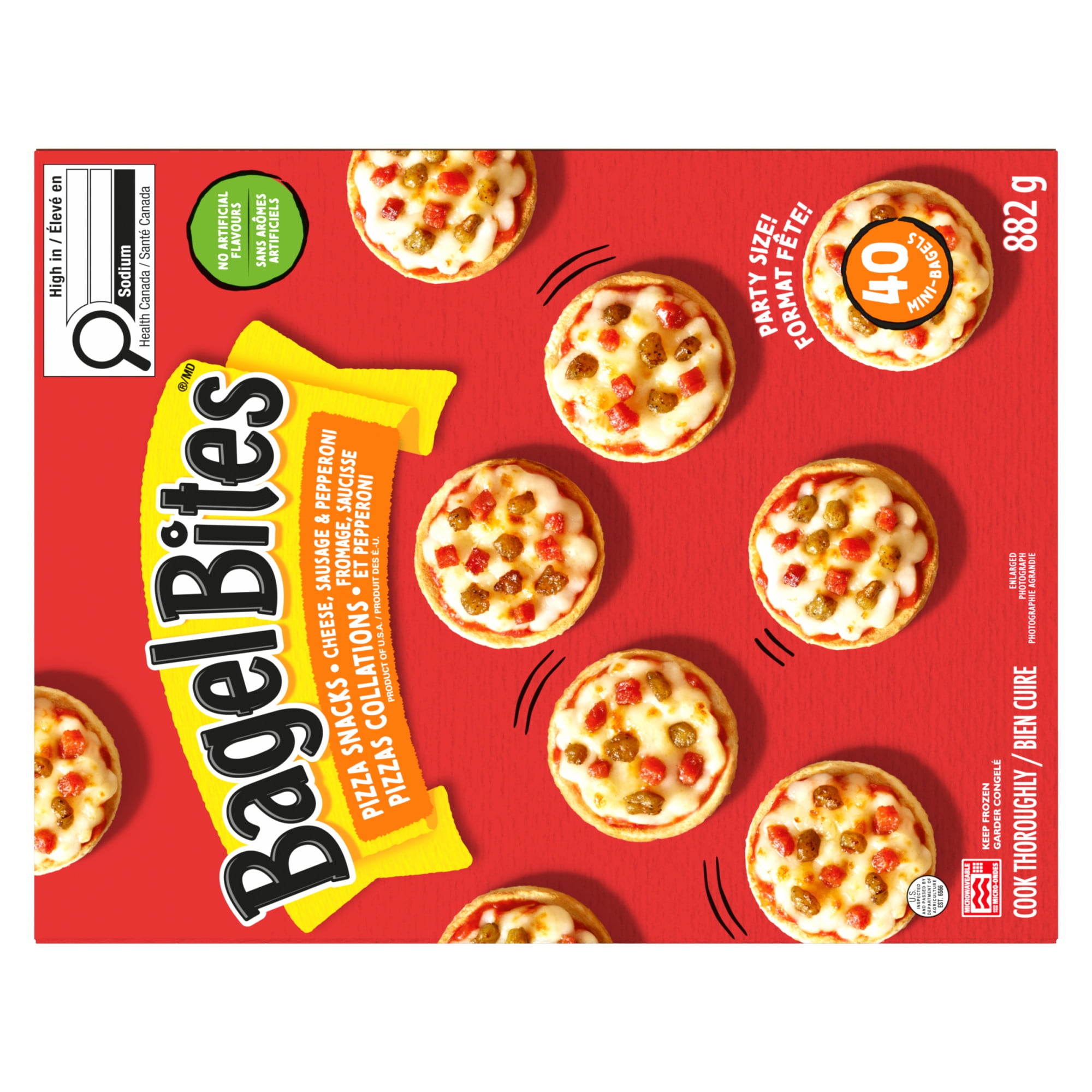 Bagel Bites Cheese, Sausage & Pepperoni Frozen Pizza Snacks, Box, 882g