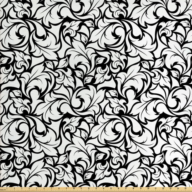 Ambesonne Black and White Fabric by the Yard, Vintage Floral Pattern  Victorian Classic Royal Inspired New Modern Art, Decorative Fabric for  Upholstery and Home Accents, 5 Yards, White and Black