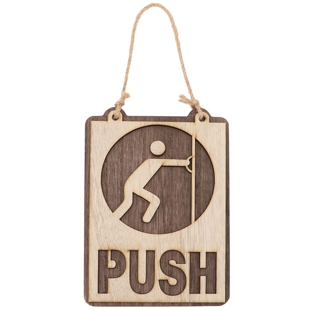 1pc Push-and-pull Door Sign Wooden Door Hanging Sign Creative Sign Board Indicator Sign for Cafe Restaurant Tea House (S