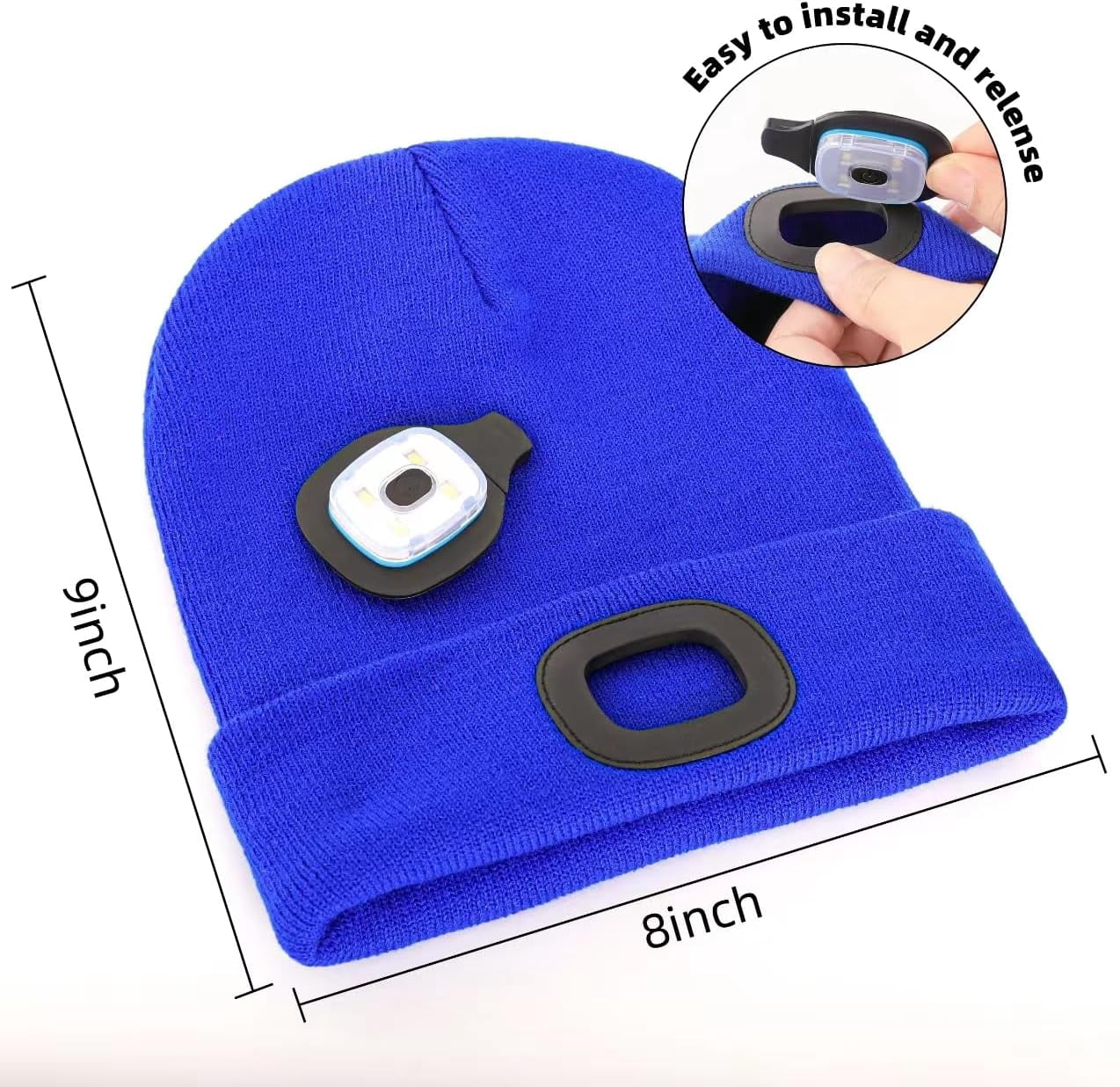 Unisex Beanie Hat with Light, USB Rechargeable LED Headlamp Hat Night Light Cap Christmas Stocking Stuffers Gifts for Men Dad Father Husband (Royal Blue)