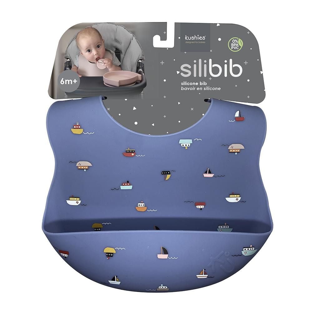 Kushies Silibib- bavoir en silicone - Sailor Blue