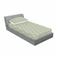 thumbnail image 3 of Ambesonne Floral Fitted Sheet & Pillow Sham Set, Ornamental Botanical Theme, Queen, Pale Green Yellow, 3 of 3