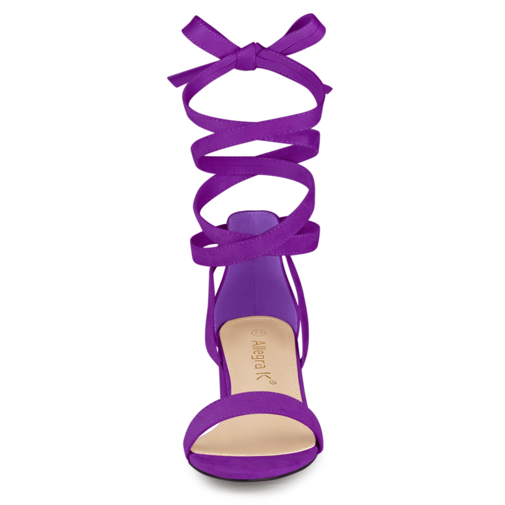 DARING DIVA Women's Open Toe Block Heel Lace Up Heels Sandals Purple 8