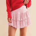 thumbnail image 2 of QHFBli Womens Sequin Sparkly Glitter Mini Pleated High Waisted Tiered Ruffle Flowy Shiny Night Out Club Skirt with Underneath, 2 of 9