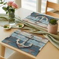 thumbnail image 6 of Vintage Anchor Placemats for Dinning Table Set of 4, Retro Farmhouse Nautical Wooden Burlap Kitchen Place Mats Waterproof Cloth Table Mats, Indoor Outdoor Placemats Easy Clean Dinner Decor, 6 of 8