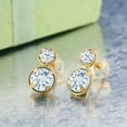 thumbnail image 2 of Gem Stone King 14K Yellow Gold Sky Blue Aquamarine and White Zirconia Earrings for Women (2.00 Cttw, Gemstone March Birthstone, Round Cut 6MM and 4MM), 2 of 3