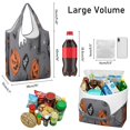 thumbnail image 3 of 5 Pack Foldable Shopping Bag,Gray Halloween Ghosts Cats and Pumpkins Reusable Grocery Bags with Pockets,Large Reusable Tote Bags with Handles Waterproof & Lightweight, 3 of 6