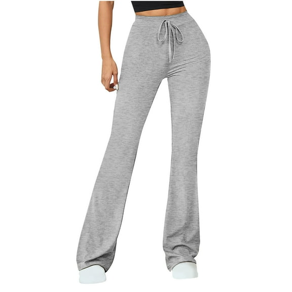 Chbgutlmr Flare Leggings for Women High Waist Drawstring Solid Color Slim Casual Comfy Athletic Trousers