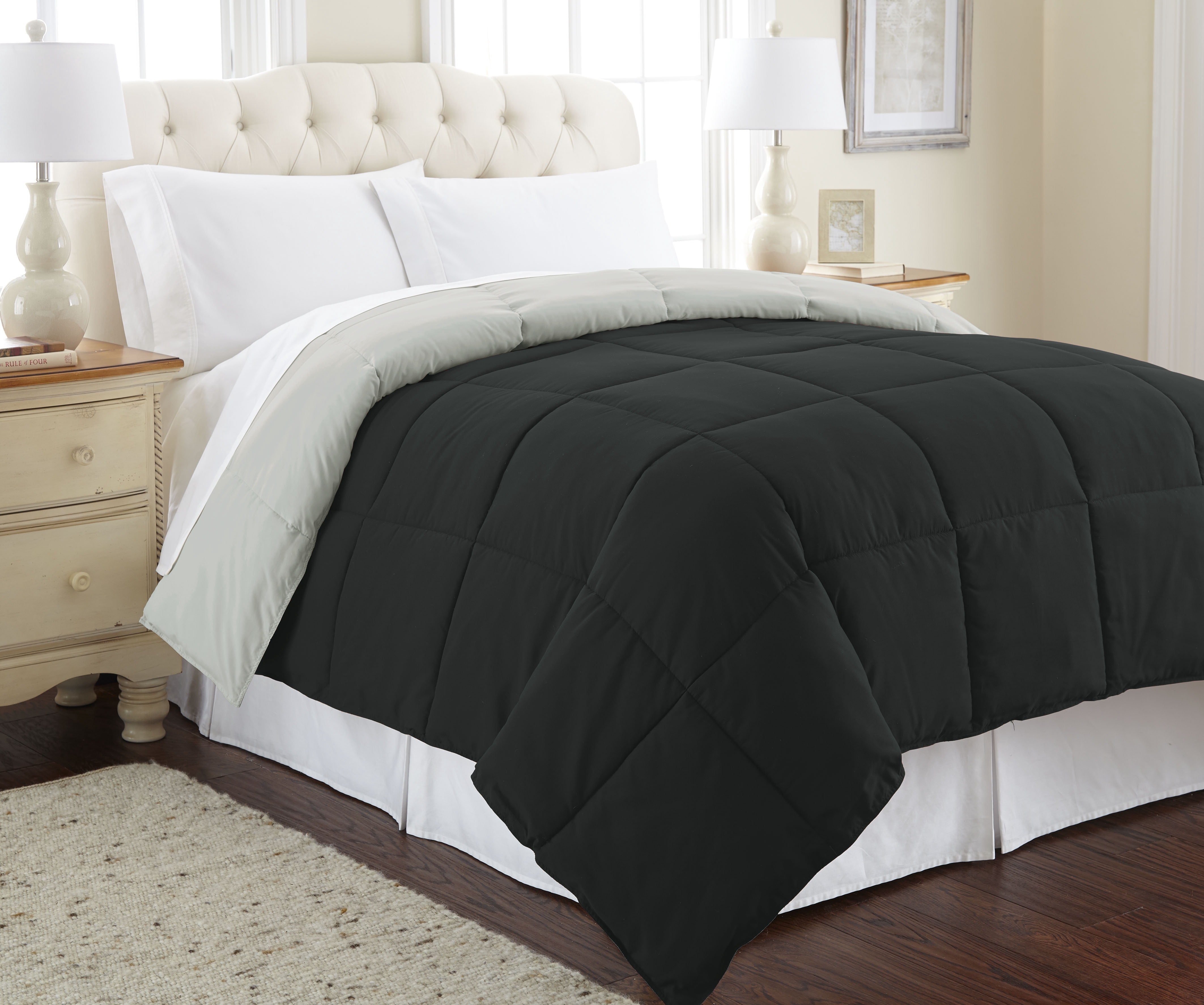 Modern Threads Reversible Anthracite & Silver All-Season Down Alternative Adult Bed Comforter, King