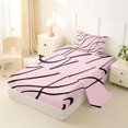 thumbnail image 2 of Homewish Abstract Lines Twin Sheets,Minimalism Artwork Bedding,Black Pink,3 Pieces,1 Fitted Sheet and 1 Pillowcase, 2 of 6