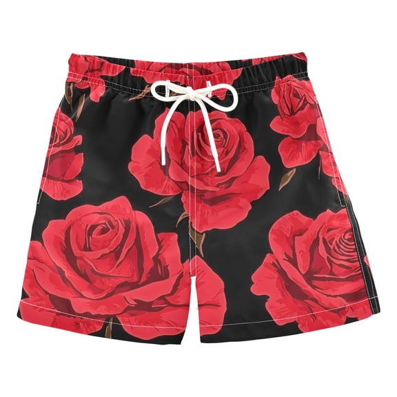 BZSMCE Beach Shorts Trunks Quick Dry Short Rose Red Pattern Of Printed