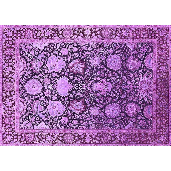 Ahgly Company Indoor Rectangle Oriental Purple Industrial Area Rugs, 7' x 9'