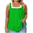 thumbnail image 1 of Timegard Plus Size Tops for Women Square Neck Pleated Sleeveless Color Block Blouse Casual Loose Tops, 1 of 5
