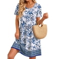 thumbnail image 2 of Fantaslook Boho Summer Dresses for Women Casual Short Sleeve T Shirt Dress with Pockets Beach Vacation Clothes, 2 of 9