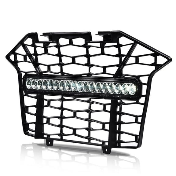 CROSSDESIGN Front Bumper Mesh Grille Grill w/LED Light Bar Fit for Polaris RZR PRO XP 2020-2023