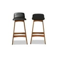 thumbnail image 2 of Baxton Studio Darrin Mid-Century Modern Black Faux Leather Upholstered and Walnut Brown Finished Wood 2-Piece Bar Stool, 2 of 7