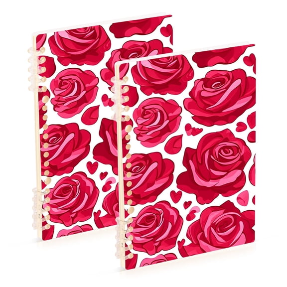 joogoo Spiral Journal Notebook Rose Flower Heart College Ruled Notebooks 8.3" x 5.7" 2 PCs