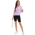 thumbnail image 7 of DARING DIVA Women's Stylish Cropped Half Zip Hoodie with Trendy Side Slits S Purple, 7 of 7
