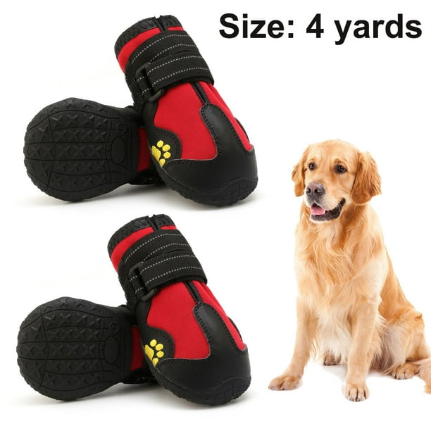 4pcs Set Dog Boots Waterproof Dog Shoes Dog Booties with Reflective Velcro Rugged Anti Slip Sole and Skid Proof Outdoor Dog Shoes for Medium To Large