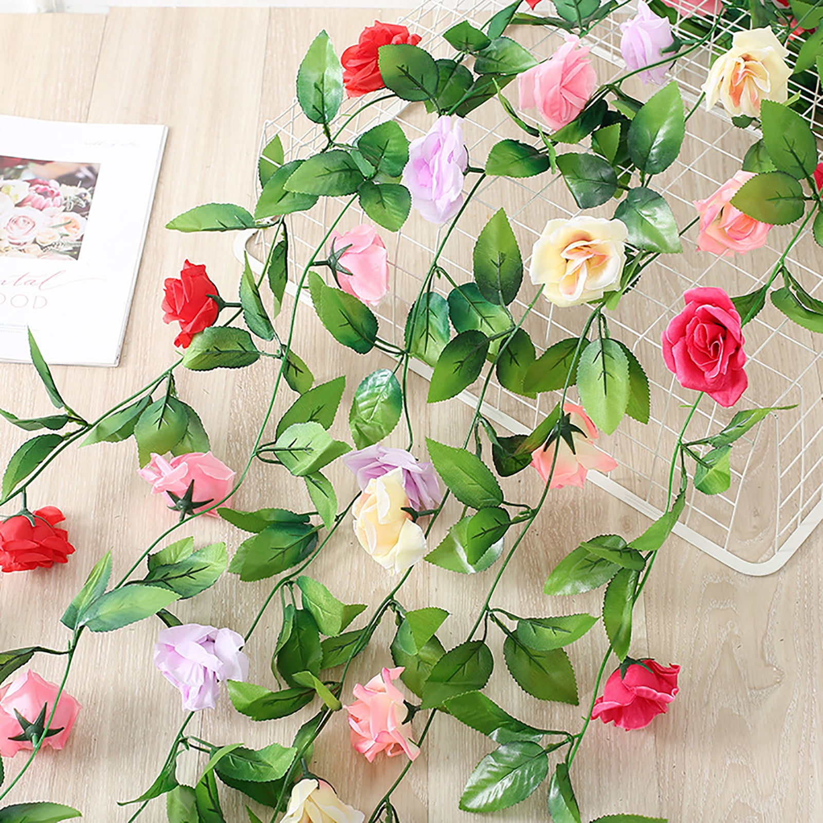 Trayknick 2 Pack Of Hanging Rose Ivy Everlasting Ornamental Faux Silk ...