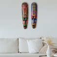 thumbnail image 4 of Máscara colgante de pared talla de madera maciza pintada decoración de pared de Facebook A Afortunado Sencillez, 4 of 5