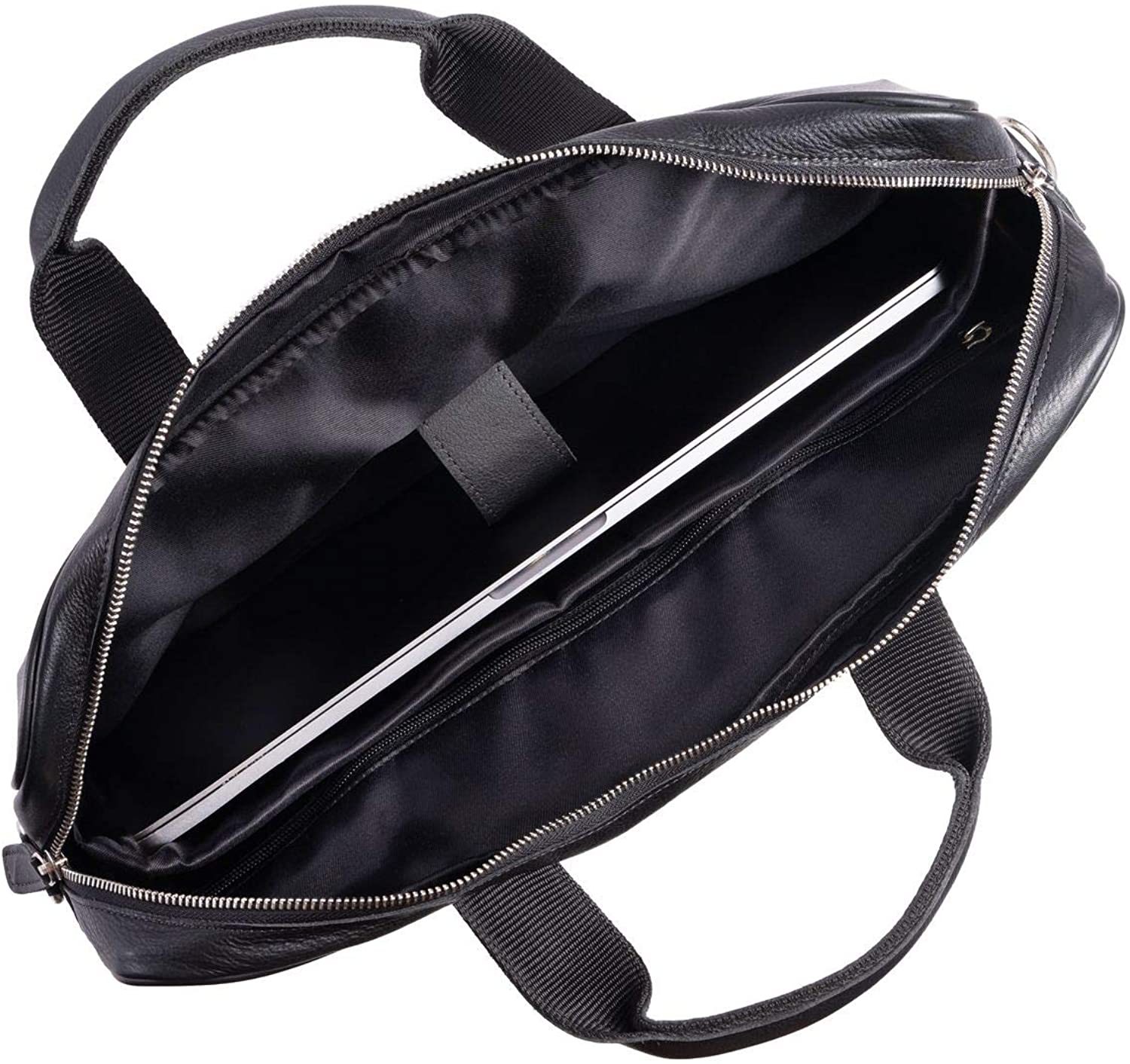 KomalC 16 Inch Leather briefcases Laptop Messenger Bags for Men and Women Best Office School College Satchel Bag Black