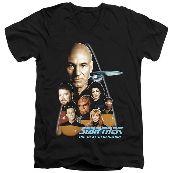 Star Trek The Next Generation Adult V-Neck T-Shirt Black