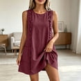 thumbnail image 2 of SROBPTY Dresses for Women Solid Sleeveless Crew Neck with Pockets Straight Short Sundress for Everyday Wear, 2 of 5