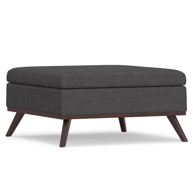 Owen Pouf de Rangement Carré pour Table Basse de 36 Pouces L en Tissu Aspect Lin Gris Ardoise