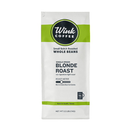 Wink Blonde Roast Whole Bean Coffee, Large 2.2 Pound Bag, 100% Arabica Coffee Beans, Single Origin Colombian, Smooth, Light, and Complex