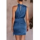 thumbnail image 5 of Vestido PRETTYGARDEN Mujer Cuello Alto Sin Mangas Satén con Cinturón Azul Oscuro Talla S, 5 of 8
