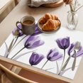 thumbnail image 3 of Purple Tulip Placemats Set of 4, Minimalist Modern Flowers Art Non-Slip Place Mats Washable Table Mats for Kitchen Dining Table Decorations Indoor/Outdoor, 3 of 9