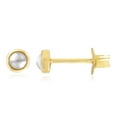 thumbnail image 6 of 18K Yellow Gold Plated Sterling Silver Crystal Pearl Stud Earrings, Round Bezel, 6 of 6