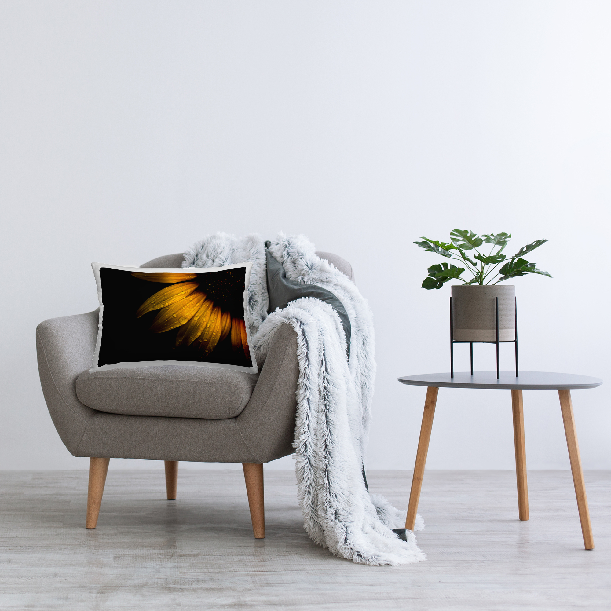 Stupell Industries Water Droplets on Sunflower Decorative Printed Throw Pillow, design by Brian Carson Photography