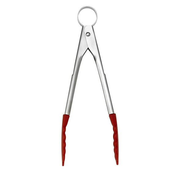 Cuisipro Stainless Steel Silicone Mini Tongs, 7", Red