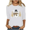 thumbnail image 2 of Cadancy Christmas Tops for Women 2025 Dressy Vintage 3/4 Sleeve Blouses Winter Holiday Xmas Tree Snowman Plus Size Shirts Funny Crewneck Party Casual Tshirts, 2 of 5