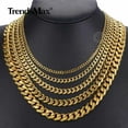 thumbnail image 3 of 3/5/7/9/11mm Gold Plated Stainless Steel Curb Cuban Chain Necklace Bracelet Gift, 3 of 9