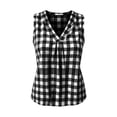 thumbnail image 4 of IUYRTFE Women's Sleeveless V Neck Gingham Plaid Tank Top 100% Linen Relaxed Fit Summer Casual Blouse, 4 of 6