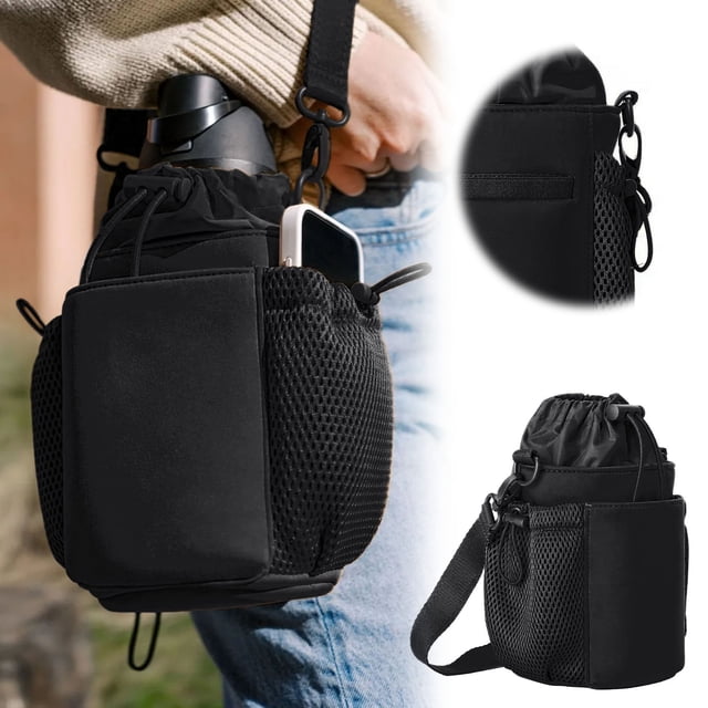 BotaniNest Diving Material Water Bottle Handheld Shoulder Backpack Functional Outdoor Travel Portable Insulated Water Cup Cover